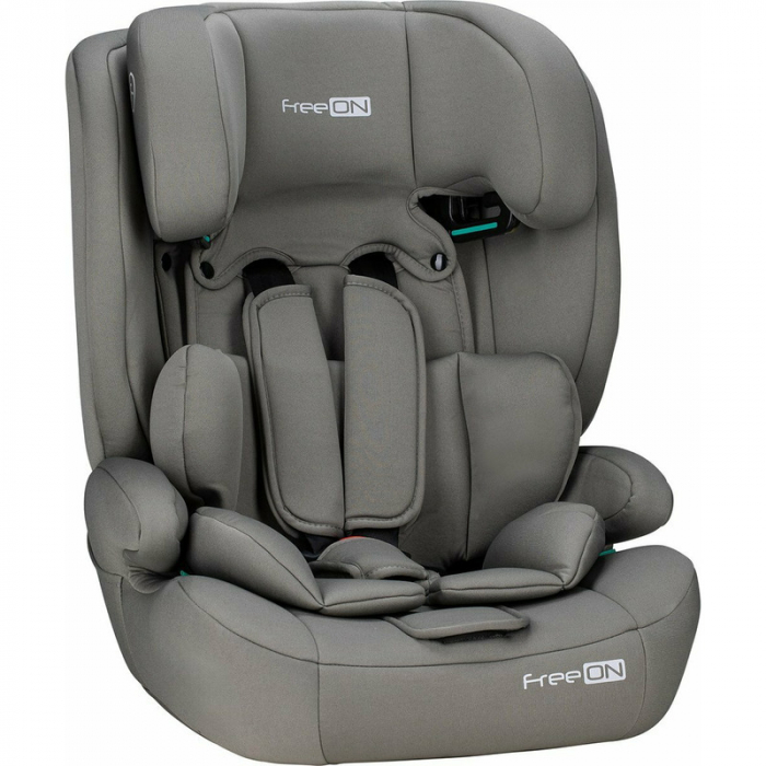 Scaun auto, FreeON, Uran, Pentru copii, I-Size, 76 - 150 cm/ 1 - 12 ani, Cu tetiera reglabila in 14 pozitii, Conform cu standardul european de securitate ECE R129, Khaki Grey [9]