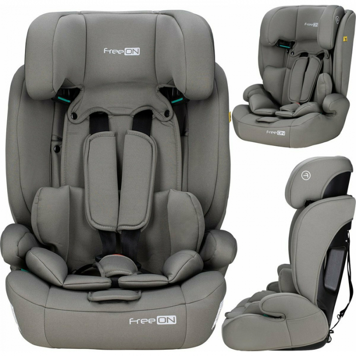 Scaun auto, FreeON, Uran, Pentru copii, I-Size, 76 - 150 cm/ 1 - 12 ani, Cu tetiera reglabila in 14 pozitii, Conform cu standardul european de securitate ECE R129, Khaki Grey [2]