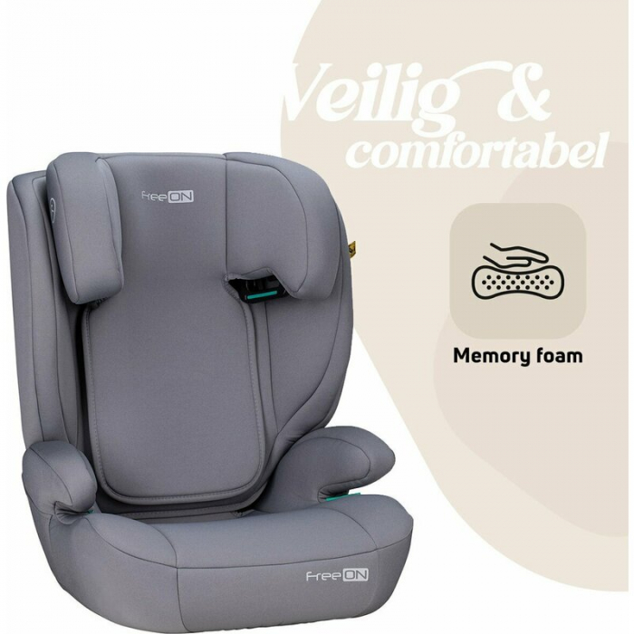 Scaun auto, FreeON, Vega, I-Size, Grupa 2/3, 100-150 cm, 4-12 ani, Cu husa detasabila, Cu cotiere, Cu tetiera reglabila 14 pozitii, Conform cu standardul european de securitate ECE R129, Gri [16]