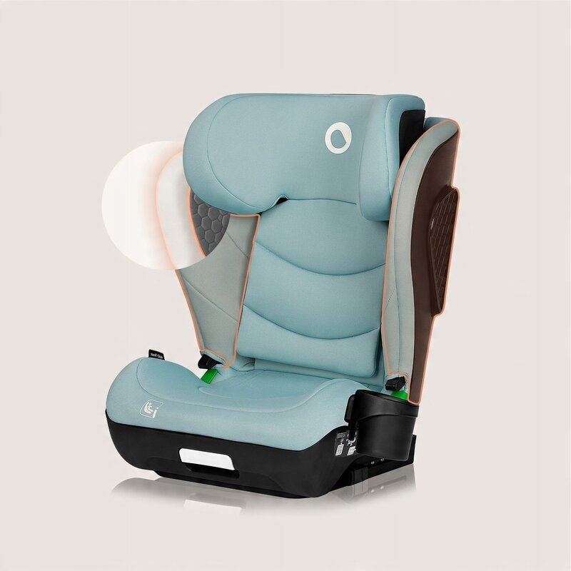 Scaun auto i-Size, Lionelo, Neal, Spatar reglabil in 4 pozitii, Tetiera in 10 pozitii, Suport sticla inclus, 15-36 Kg, 100-150 cm, Cu Isofix, Conform ECE R129, Verde Turquoise [19]