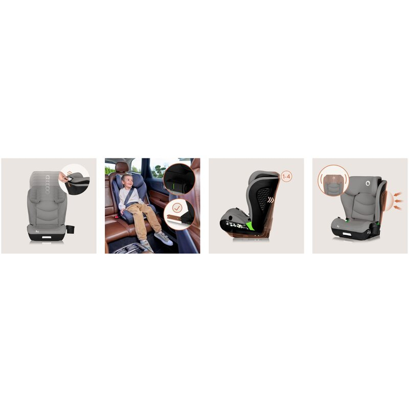 Scaun auto i-Size, Lionelo, Neal, Spatar reglabil in 4 pozitii, Tetiera in 10 pozitii, Suport sticla inclus, 15-36 Kg, 100-150 cm, Cu Isofix, Conform ECE R129, Verde Turquoise [14]