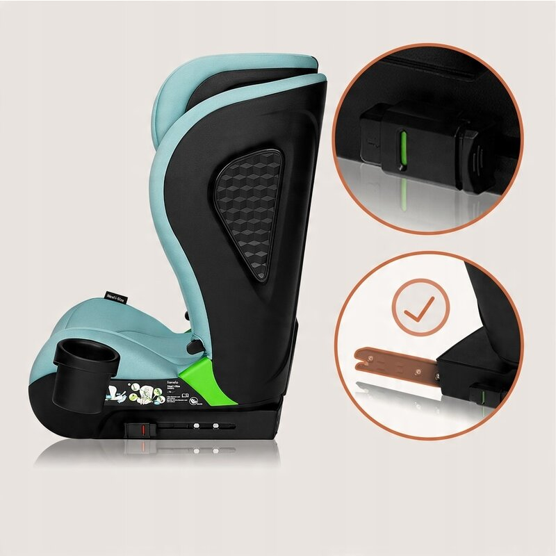 Scaun auto i-Size, Lionelo, Neal, Spatar reglabil in 4 pozitii, Tetiera in 10 pozitii, Suport sticla inclus, 15-36 Kg, 100-150 cm, Cu Isofix, Conform ECE R129, Verde Turquoise [17]