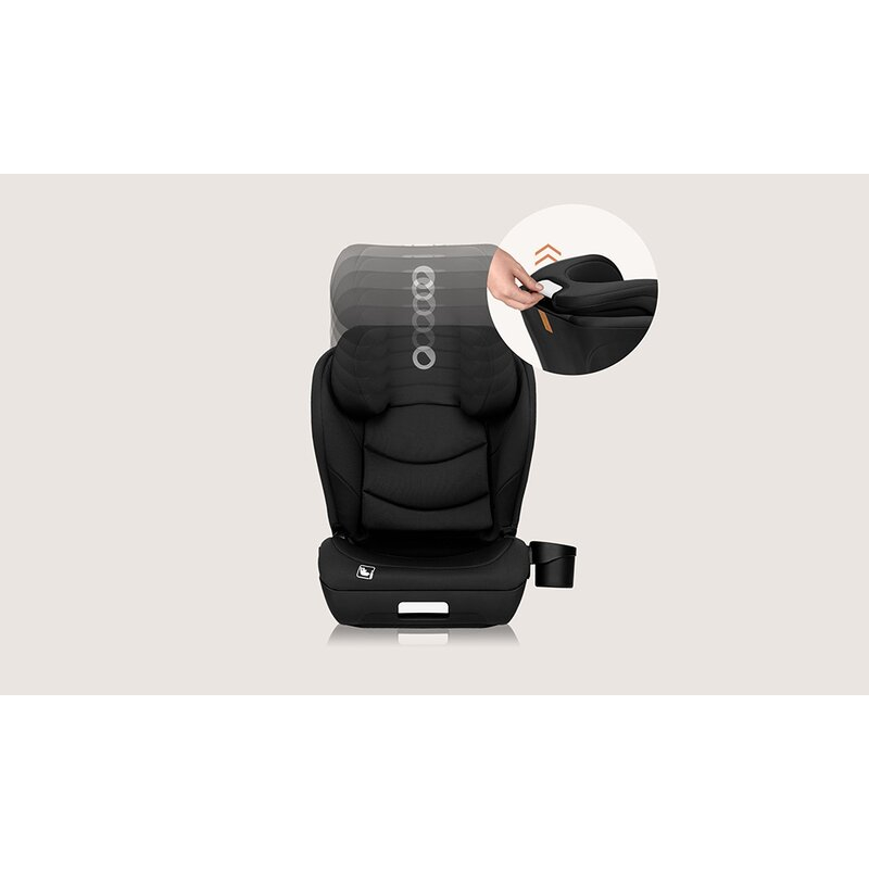 Scaun auto i-Size, Lionelo, Neal, Spatar reglabil in 4 pozitii, Tetiera in 10 pozitii, Suport sticla inclus, 15-36 Kg, 100-150 cm, Cu Isofix, Conform ECE R129, Negru [18]