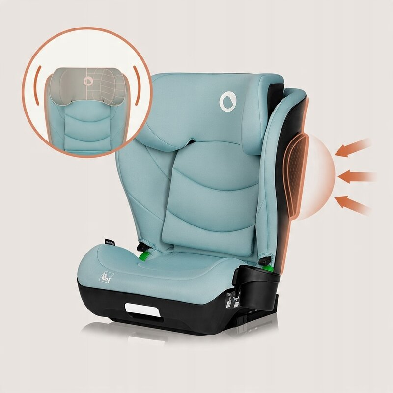 Scaun auto i-Size, Lionelo, Neal, Spatar reglabil in 4 pozitii, Tetiera in 10 pozitii, Suport sticla inclus, 15-36 Kg, 100-150 cm, Cu Isofix, Conform ECE R129, Verde Turquoise [20]