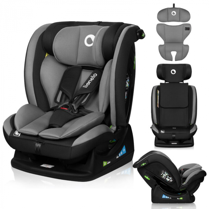 Scaun auto, Lionelo, Aart i-Size, Cu spatar inclinabil in 4 pozitii, Cu tetiera reglabila in 13 pozitii, 0-36 Kg, 40-150 cm, Cu centura siguranta in 3 puncte, Conform cu ECE R129/03, Gri [3]