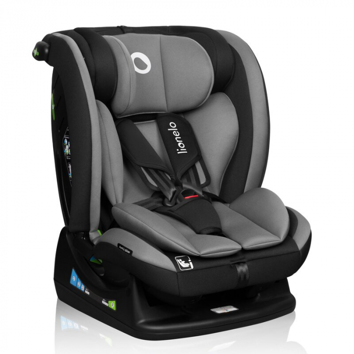 Scaun auto, Lionelo, Aart i-Size, Cu spatar inclinabil in 4 pozitii, Cu tetiera reglabila in 13 pozitii, 0-36 Kg, 40-150 cm, Cu centura siguranta in 3 puncte, Conform cu ECE R129/03, Gri [5]