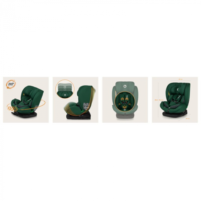 Scaun auto, Lionelo, Bastiaan i-Size, 4 in 1, Protectie laterala, Cu spatar inclinabil in 4 pozitii, Cu tetiera reglabila in 7 pozitii, Rotire 360 grade, Top Tether, 0-36 Kg, 40-150 cm, Cu Isofix, Con [22]
