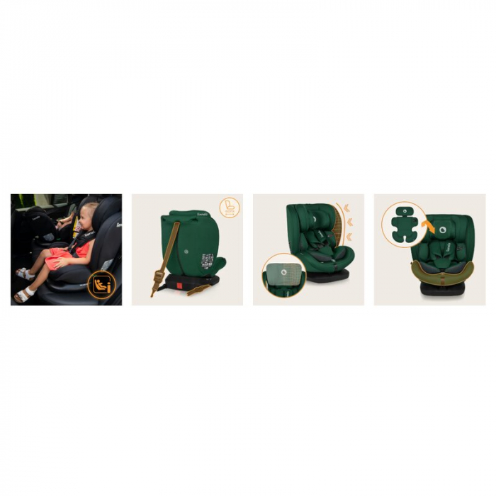 Scaun auto, Lionelo, Bastiaan i-Size, 4 in 1, Protectie laterala, Cu spatar inclinabil in 4 pozitii, Cu tetiera reglabila in 7 pozitii, Rotire 360 grade, Top Tether, 0-36 Kg, 40-150 cm, Cu Isofix, Con [23]