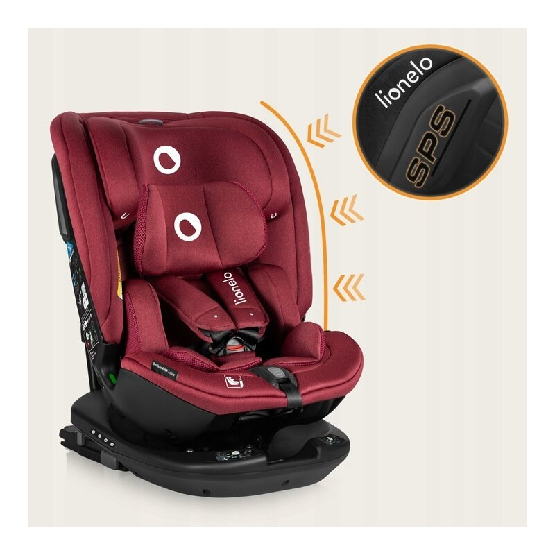Scaun auto, Lionelo, Bastiaan RWF i-Size, Pozitie de somn, Protectie laterala, Rotire 360 grade, 0-36 Kg, Cu Isofix si Centura Top Tether, Conform cu standardul european de securitate ECE R129, Rosu [23]