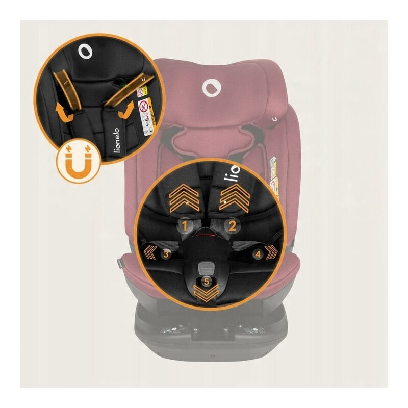 Scaun auto, Lionelo, Bastiaan RWF i-Size, Pozitie de somn, Protectie laterala, Rotire 360 grade, 0-36 Kg, Cu Isofix si Centura Top Tether, Conform cu standardul european de securitate ECE R129, Rosu [22]