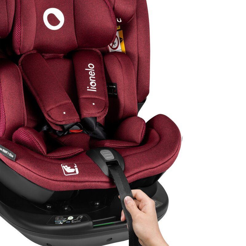 Scaun auto, Lionelo, Bastiaan RWF i-Size, Pozitie de somn, Protectie laterala, Rotire 360 grade, 0-36 Kg, Cu Isofix si Centura Top Tether, Conform cu standardul european de securitate ECE R129, Rosu [16]