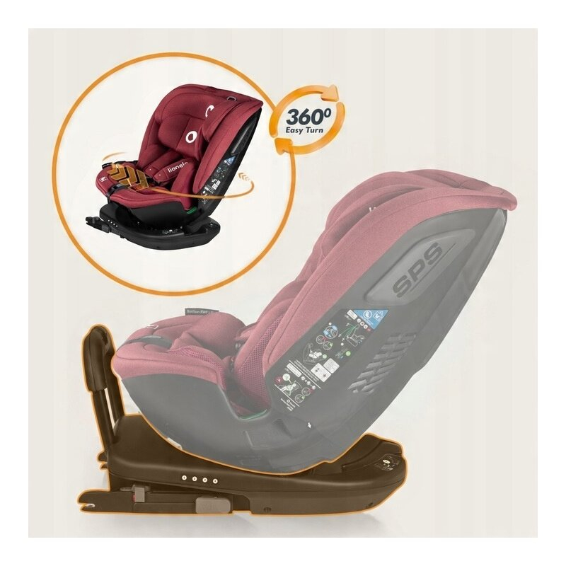Scaun auto, Lionelo, Bastiaan RWF i-Size, Pozitie de somn, Protectie laterala, Rotire 360 grade, 0-36 Kg, Cu Isofix si Centura Top Tether, Conform cu standardul european de securitate ECE R129, Rosu [20]