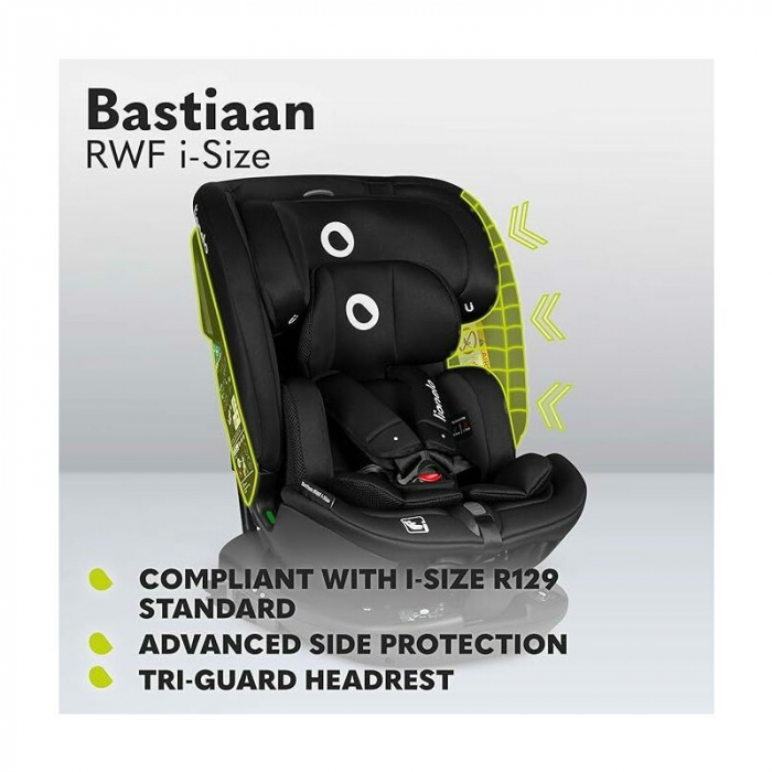 Scaun auto, Lionelo, Bastiaan RWF i-Size, Pozitie de somn, Protectie laterala, Rotire 360 grade, 0-36 Kg, Cu Isofix si Centura Top Tether, Conform cu standardul european de securitate ECE R129, Negru [43]