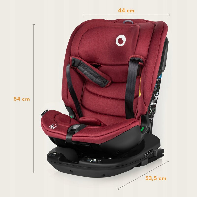 Scaun auto, Lionelo, Bastiaan RWF i-Size, Pozitie de somn, Protectie laterala, Rotire 360 grade, 0-36 Kg, Cu Isofix si Centura Top Tether, Conform cu standardul european de securitate ECE R129, Rosu [25]
