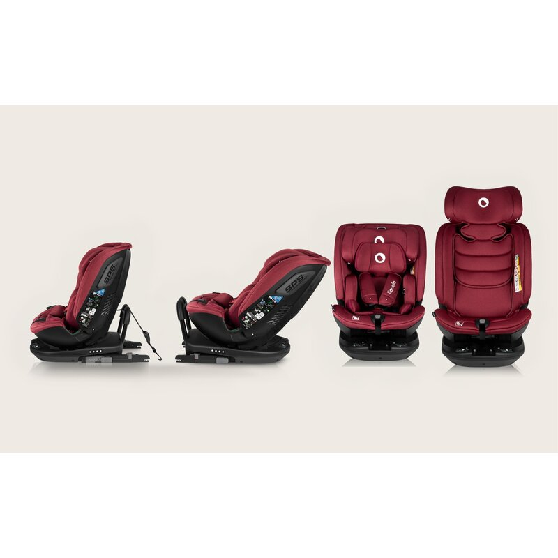 Scaun auto, Lionelo, Bastiaan RWF i-Size, Pozitie de somn, Protectie laterala, Rotire 360 grade, 0-36 Kg, Cu Isofix si Centura Top Tether, Conform cu standardul european de securitate ECE R129, Rosu [3]