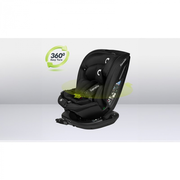 Scaun auto, Lionelo, Bastiaan RWF i-Size, Pozitie de somn, Protectie laterala, Rotire 360 grade, 0-36 Kg, Cu Isofix si Centura Top Tether, Conform cu standardul european de securitate ECE R129, Negru [36]