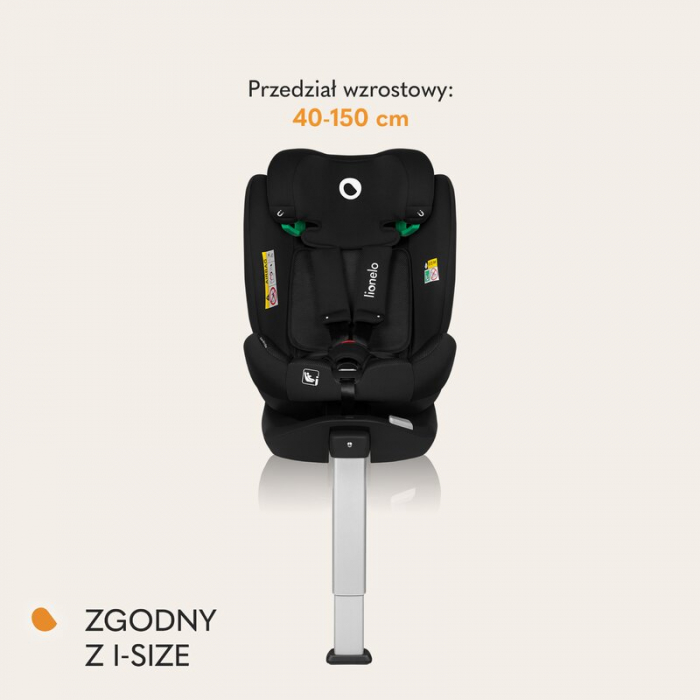 Scaun auto, Lionelo, Braam Air, i-Size, 0-36 Kg, 40-150 cm, Cu isofix si picior de fixare, Protectie laterala, Rotire 360 grade, Ajustare spatar in 5 pozitii, Tetiera reglabila in 14 trepte, Tehnologi [34]