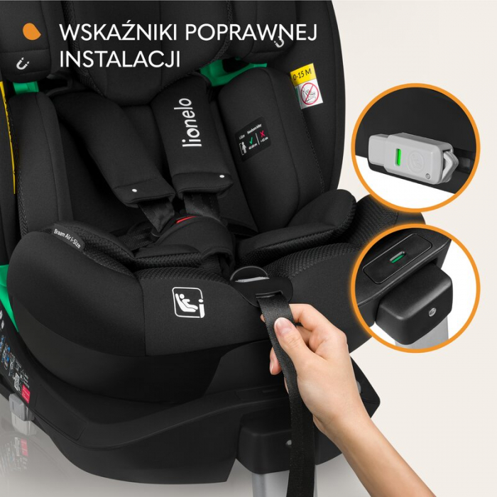 Scaun auto, Lionelo, Braam Air, i-Size, 0-36 Kg, 40-150 cm, Cu isofix si picior de fixare, Protectie laterala, Rotire 360 grade, Ajustare spatar in 5 pozitii, Tetiera reglabila in 14 trepte, Tehnologi [41]