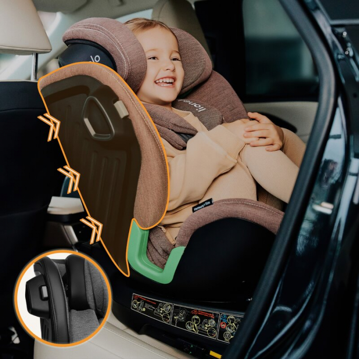 Scaun auto, Lionelo, Harmony i-Size, Rotire 360 grade, Protectie laterala, Cu spatar reglabil in 5 pozitii, Cu tetiera reglabila in 12 pozitii, 0-36 Kg, 40-150 cm, Cu Isofix, Husa din bambus, Conform  [38]