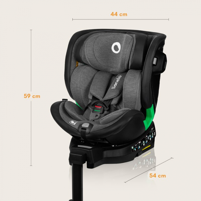 Scaun auto, Lionelo, Harmony i-Size, Rotire 360 grade, Protectie laterala, Cu spatar reglabil in 5 pozitii, Cu tetiera reglabila in 12 pozitii, 0-36 Kg, 40-150 cm, Cu Isofix, Husa din bambus, Conform  [34]