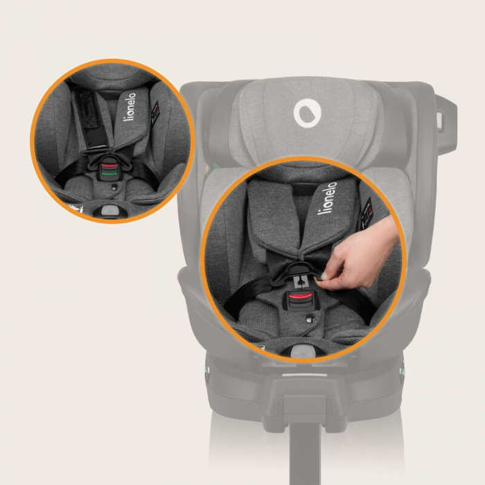 Scaun auto, Lionelo, Harmony i-Size, Rotire 360 grade, Protectie laterala, Cu spatar reglabil in 5 pozitii, Cu tetiera reglabila in 12 pozitii, 0-36 Kg, 40-150 cm, Cu Isofix, Husa din bambus, Conform  [39]