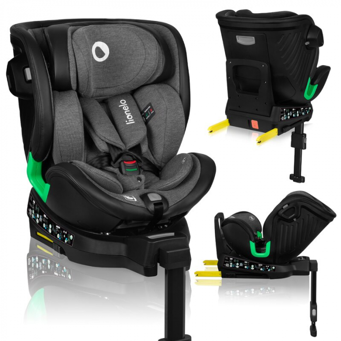Scaun auto, Lionelo, Harmony i-Size, Rotire 360 grade, Protectie laterala, Cu spatar reglabil in 5 pozitii, Cu tetiera reglabila in 12 pozitii, 0-36 Kg, 40-150 cm, Cu Isofix, Husa din bambus, Conform  [4]