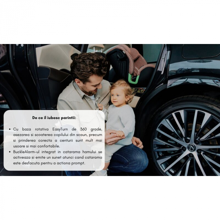 Scaun auto, Lionelo, Harmony i-Size, Rotire 360 grade, Protectie laterala, Cu spatar reglabil in 5 pozitii, Cu tetiera reglabila in 12 pozitii, 0-36 Kg, 40-150 cm, Cu Isofix, Husa din bambus, Conform  [75]
