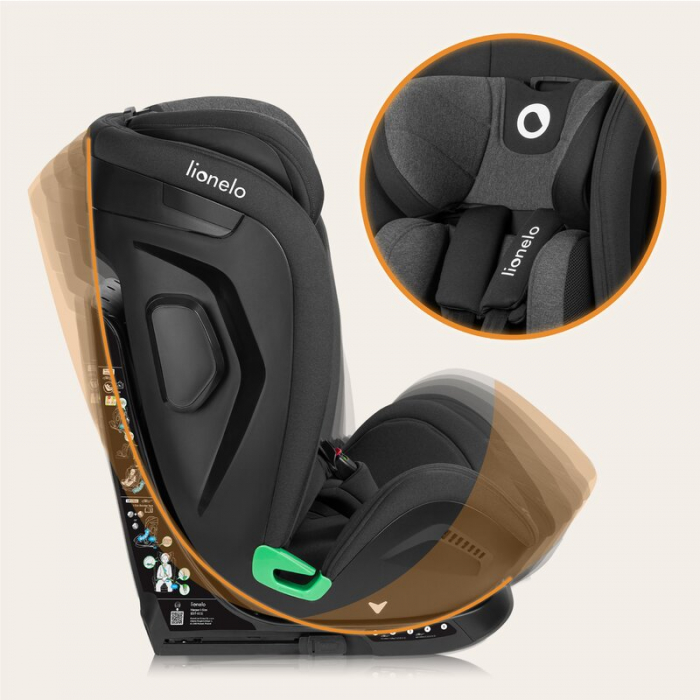 Scaun auto, Lionelo, Harper i-Size, Isofix, Cu centura TopTether, Cu spatar inclinabil in 5 pozitii, Cu tetiera reglabila in 13 pozitii, Cu tehnologie Dri Seat, Instalare cu fata inainte, 9-36 kg, 76- [30]