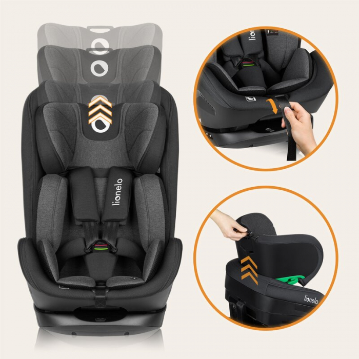 Scaun auto, Lionelo, Harper i-Size, Isofix, Cu centura TopTether, Cu spatar inclinabil in 5 pozitii, Cu tetiera reglabila in 13 pozitii, Cu tehnologie Dri Seat, Instalare cu fata inainte, 9-36 kg, 76- [32]