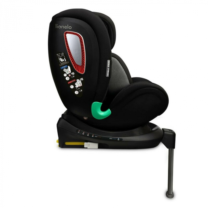 Scaun auto, Lionelo, I-size Antoon Plus, Pozitie de somn, Protectie laterala, Rotire 360 grade, 0-18 kg, Cu Isofix si picior de sustinere, Negru, Testat ADAC, Conform cu standardul european de securit [17]