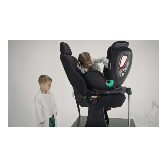 Scaun auto, Lionelo, I-size Antoon Plus, Pozitie de somn, Protectie laterala, Rotire 360 grade, 0-18 kg, Cu Isofix si picior de sustinere, Negru, Testat ADAC, Conform cu standardul european de securit [39]