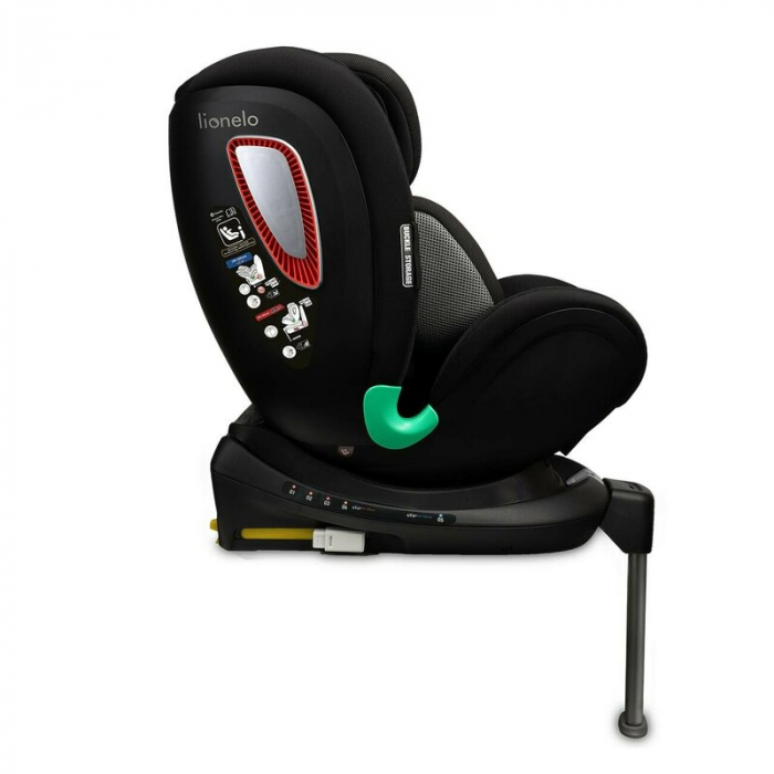 Scaun auto, Lionelo, I-size Antoon Plus, Pozitie de somn, Protectie laterala, Rotire 360 grade, 0-18 kg, Cu Isofix si picior de sustinere, Negru, Testat ADAC, Conform cu standardul european de securit [16]