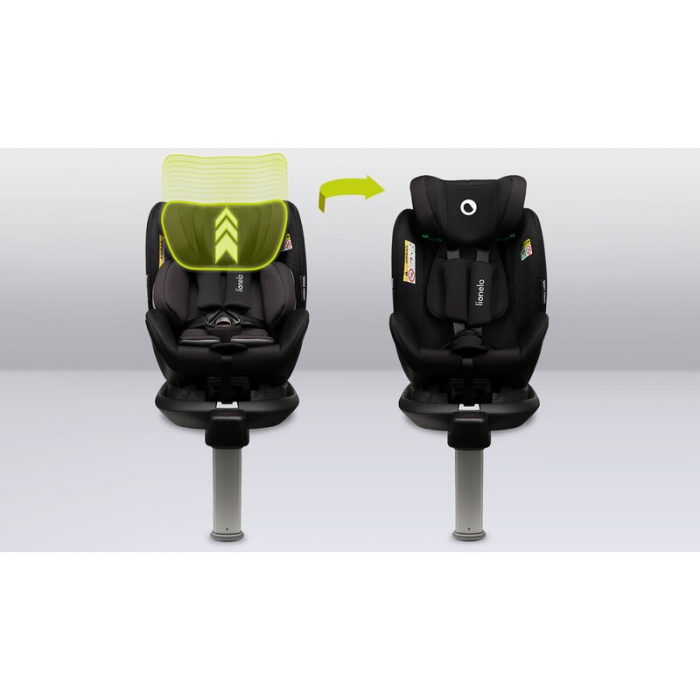Scaun auto, Lionelo, I-size Antoon Plus, Pozitie de somn, Protectie laterala, Rotire 360 grade, 0-18 kg, Cu Isofix si picior de sustinere, Negru, Testat ADAC, Conform cu standardul european de securit [31]