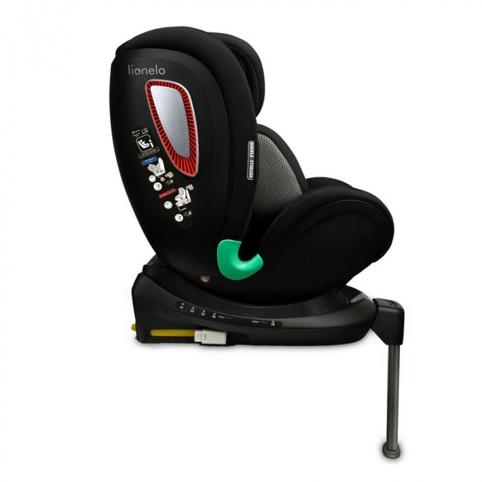 Scaun auto, Lionelo, I-size Antoon Plus, Pozitie de somn, Protectie laterala, Rotire 360 grade, 0-18 kg, Cu Isofix si picior de sustinere, Negru, Testat ADAC, Conform cu standardul european de securit [15]