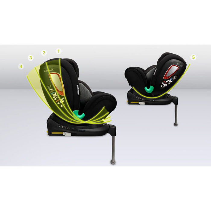 Scaun auto, Lionelo, I-size Antoon Plus, Pozitie de somn, Protectie laterala, Rotire 360 grade, 0-18 kg, Cu Isofix si picior de sustinere, Negru, Testat ADAC, Conform cu standardul european de securit [32]
