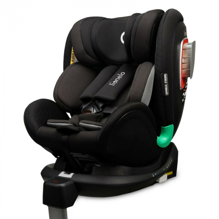Scaun auto, Lionelo, I-size Antoon Plus, Pozitie de somn, Protectie laterala, Rotire 360 grade, 0-18 kg, Cu Isofix si picior de sustinere, Negru, Testat ADAC, Conform cu standardul european de securit [22]