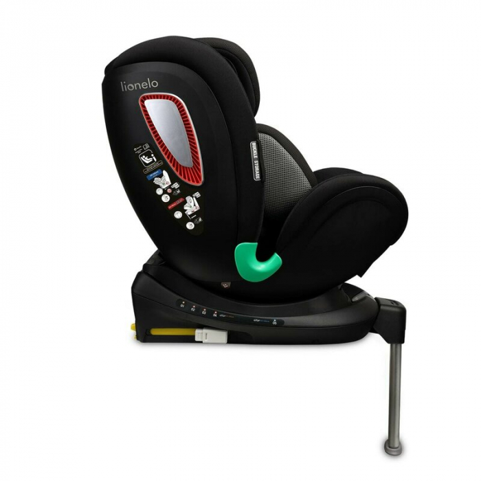 Scaun auto, Lionelo, I-size Antoon Plus, Pozitie de somn, Protectie laterala, Rotire 360 grade, 0-18 kg, Cu Isofix si picior de sustinere, Negru, Testat ADAC, Conform cu standardul european de securit [18]