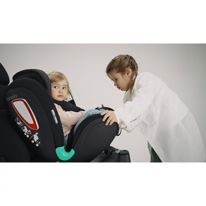 Scaun auto, Lionelo, I-size Antoon Plus, Pozitie de somn, Protectie laterala, Rotire 360 grade, 0-18 kg, Cu Isofix si picior de sustinere, Negru, Testat ADAC, Conform cu standardul european de securit [41]