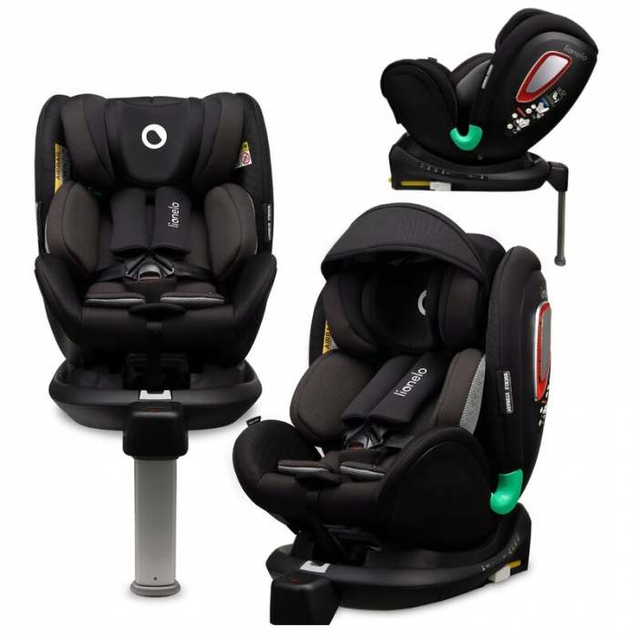 Scaun auto, Lionelo, I-size Antoon Plus, Pozitie de somn, Protectie laterala, Rotire 360 grade, 0-18 kg, Cu Isofix si picior de sustinere, Negru, Testat ADAC, Conform cu standardul european de securit [3]