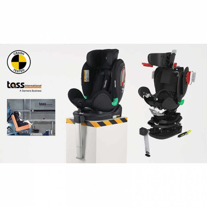 Scaun auto, Lionelo, I-size Antoon Plus, Pozitie de somn, Protectie laterala, Rotire 360 grade, 0-18 kg, Cu Isofix si picior de sustinere, Negru, Testat ADAC, Conform cu standardul european de securit [25]
