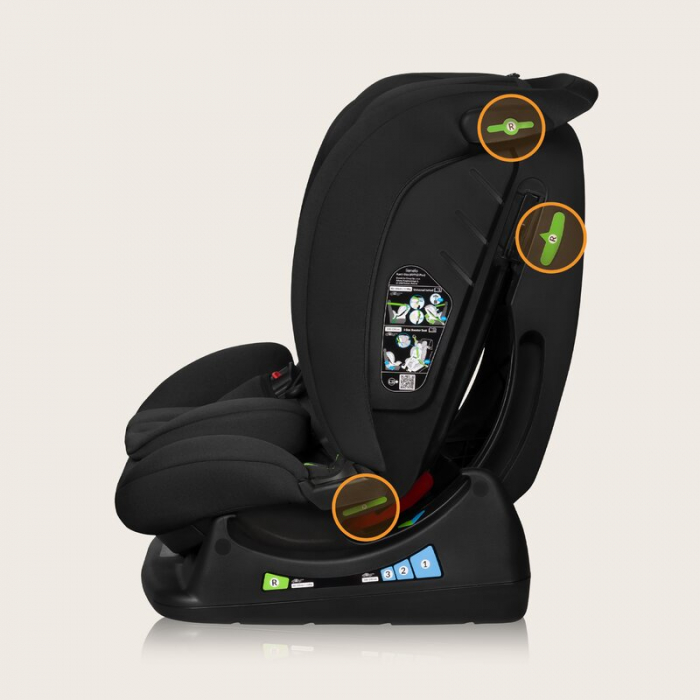 Scaun auto, Lionelo, i-Size Izzy, 0-36 Kg, 40-150 cm, Instalare cu centurile masinii, Protectie laterala, Ajustare spatar in 3 pozitii, Tetiera reglabila in 13 trepte, Conform cu R129, Negru [25]