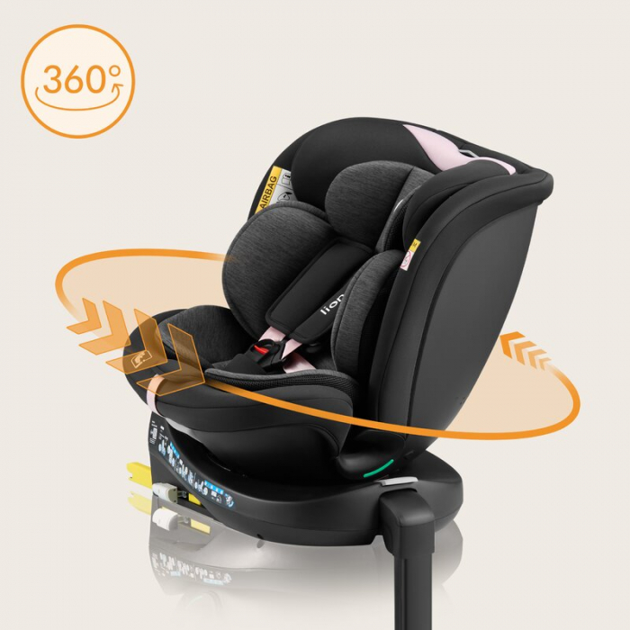 Scaun auto, Lionelo, i-Size Navy, 0-36 Kg, 40-150 cm, Cu isofix si picior de fixare, Protectie laterala, Rotire 360 grade, Ajustare spatar in 4 pozitii, Tetiera reglabila in 11 trepte, Conform cu R129 [37]