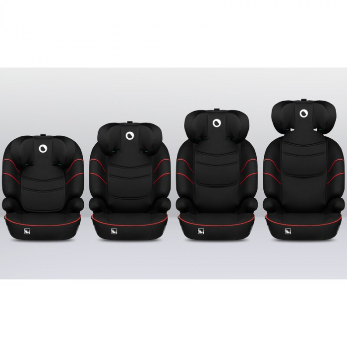 Scaun auto, Lionelo, Lars i-Size, Cu tetiera reglabila in 10 pozitii, Cu pozitionare spre sensul de mers, 15-36 Kg, 100-150 cm, Conform cu standardul european de securitate ECE R129/03, Negru/Rosu [11]