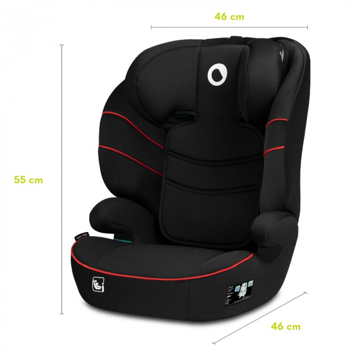 Scaun auto, Lionelo, Lars i-Size, Cu tetiera reglabila in 10 pozitii, Cu pozitionare spre sensul de mers, 15-36 Kg, 100-150 cm, Conform cu standardul european de securitate ECE R129/03, Negru/Rosu [22]
