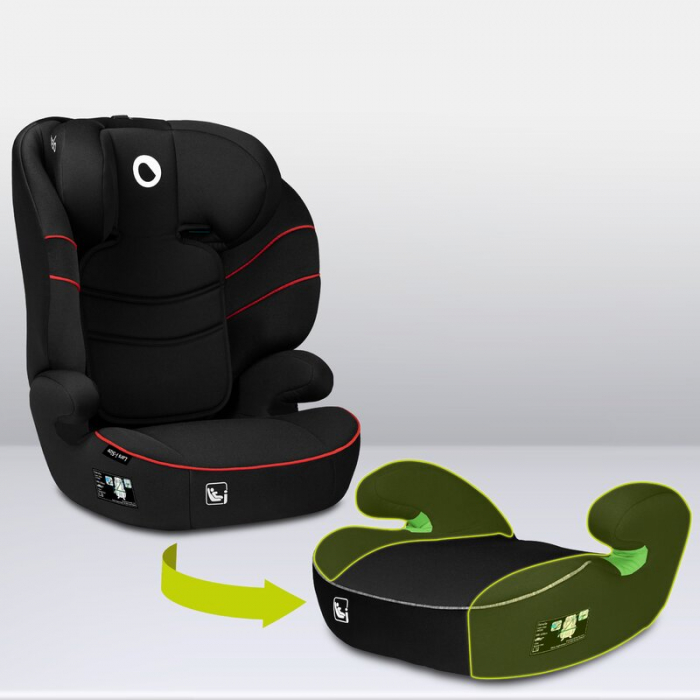 Scaun auto, Lionelo, Lars i-Size, Cu tetiera reglabila in 10 pozitii, Cu pozitionare spre sensul de mers, 15-36 Kg, 100-150 cm, Conform cu standardul european de securitate ECE R129/03, Negru/Rosu [16]