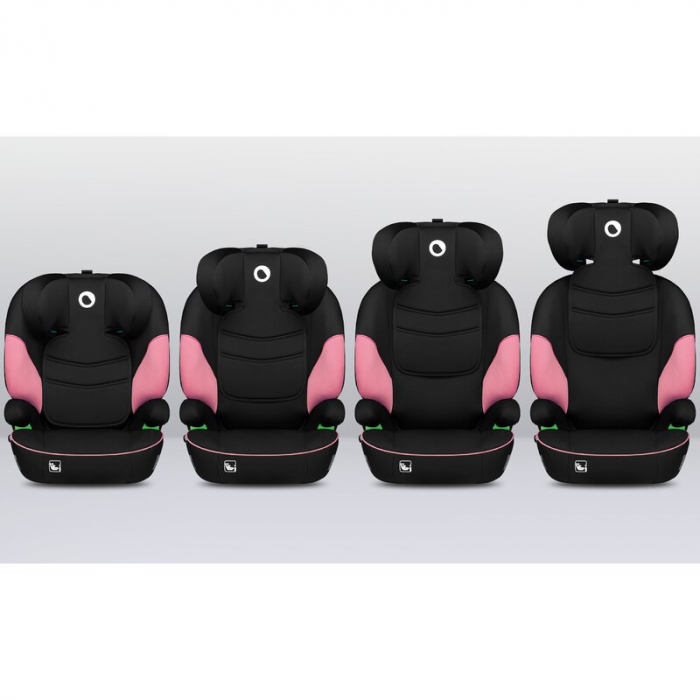 Scaun auto, Lionelo, Lars i-Size, Cu tetiera reglabila in 10 pozitii, Cu pozitionare spre sensul de mers, 15-36 Kg, 100-150 cm, Conform cu standardul european de securitate ECE R129/03, Roz [12]