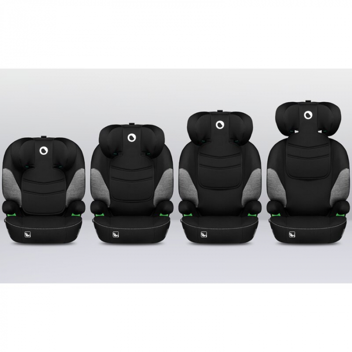 Scaun auto, Lionelo, Lars i-Size, Cu tetiera reglabila in 10 pozitii, Cu pozitionare spre sensul de mers, 15-36 Kg, 100-150 cm, Conform cu standardul european de securitate ECE R129/03, Negru/Gri [11]