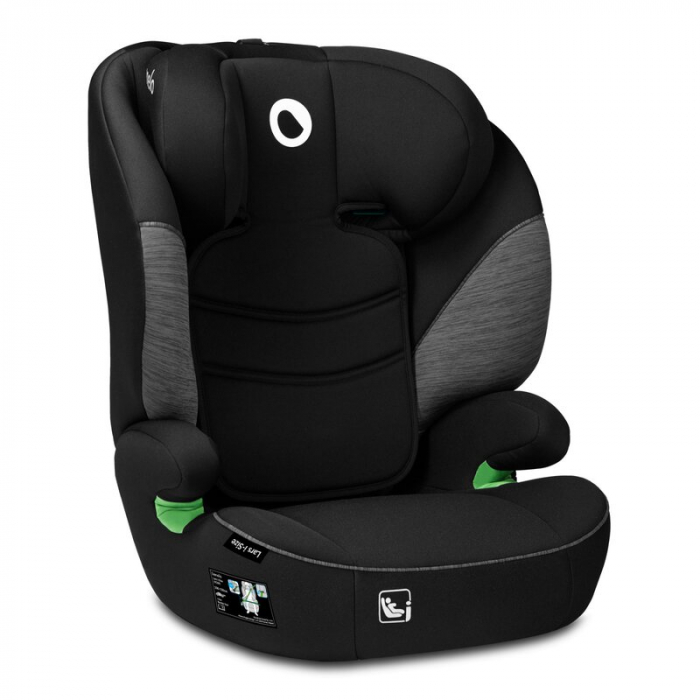 Scaun auto, Lionelo, Lars i-Size, Cu tetiera reglabila in 10 pozitii, Cu pozitionare spre sensul de mers, 15-36 Kg, 100-150 cm, Conform cu standardul european de securitate ECE R129/03, Negru/Gri [3]