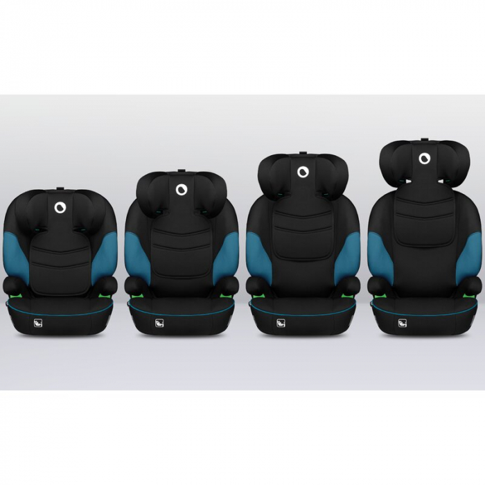 Scaun auto, Lionelo, Lars i-Size, Cu tetiera reglabila in 10 pozitii, Cu pozitionare spre sensul de mers, 15-36 Kg, 100-150 cm, Conform cu standardul european de securitate ECE R129/03, Negru/Albastru [12]
