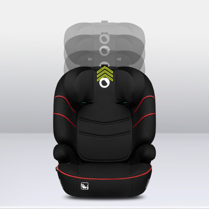Scaun auto, Lionelo, Lars i-Size, Cu tetiera reglabila in 10 pozitii, Cu pozitionare spre sensul de mers, 15-36 Kg, 100-150 cm, Conform cu standardul european de securitate ECE R129/03, Negru/Rosu [14]